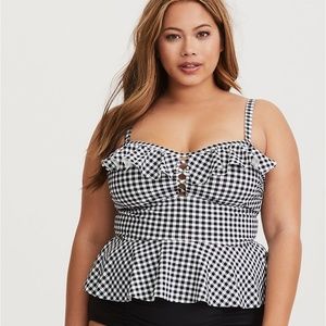 NWT Torrid Black & White Gingham Peplum Midkini